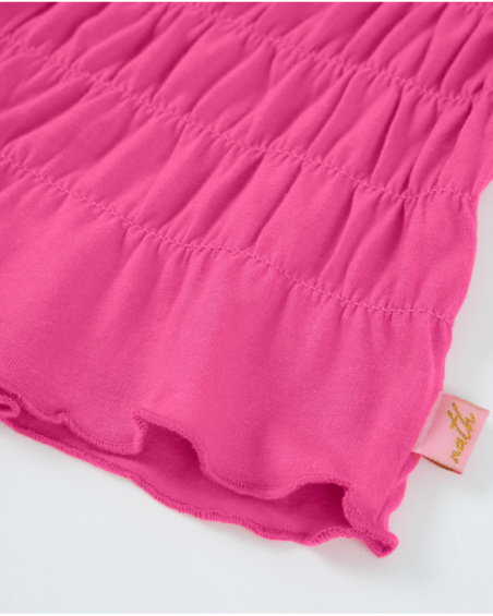 Camiseta de niña de punto con cuerpo fruncido