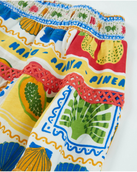 Falda de niña de punto con cintas decorativas