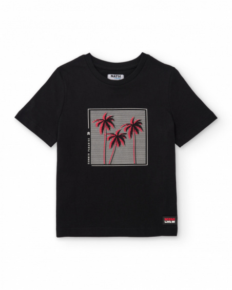 Conjunto de niño de punto con diseño de palmeras