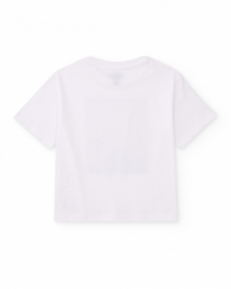 Camiseta de niño de punto y estampado con contraste