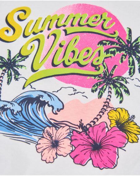 Camiseta de niña de punto con diseño tropical