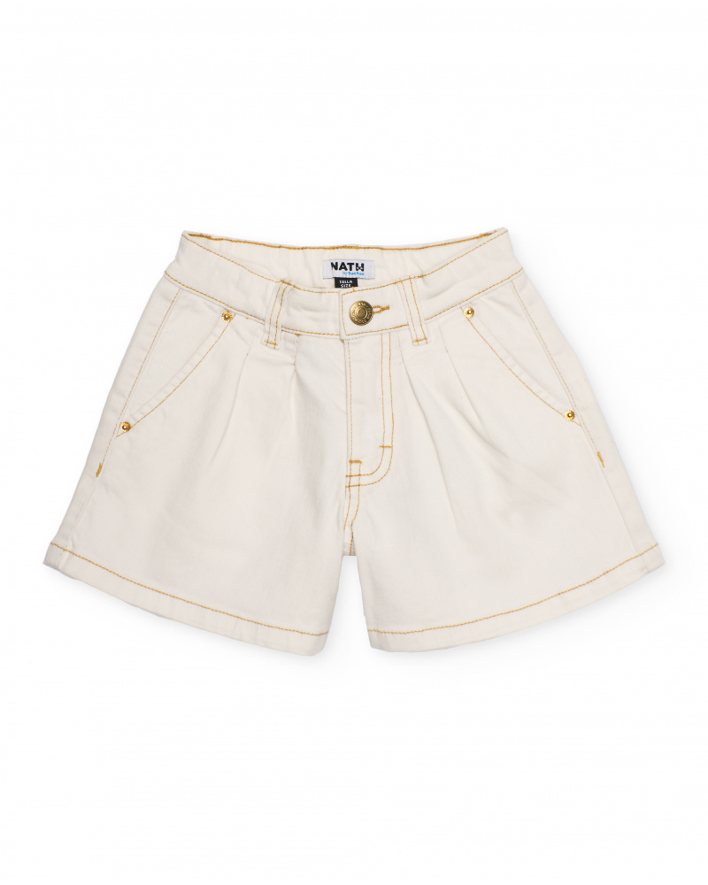 Short de niña de plana con tejido denim