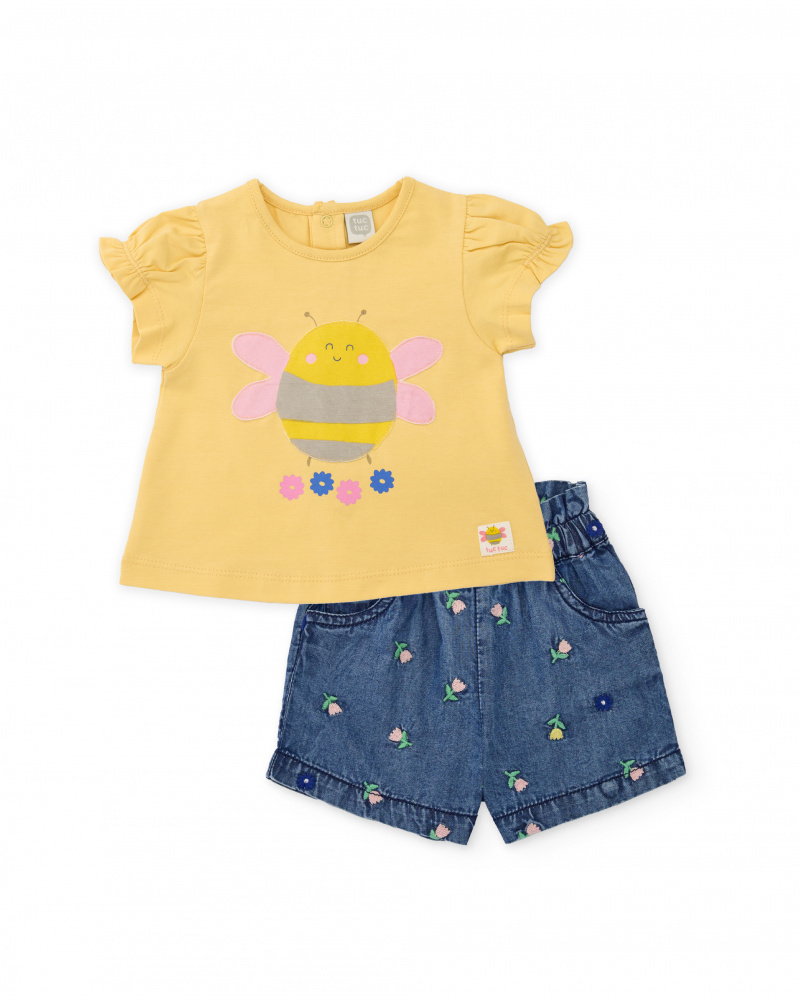 Conjunto de recién nacido de punto y bordado floral