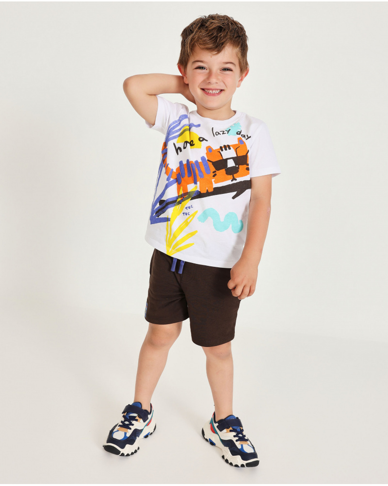 Conjunto de niño de punto y gráfico de tigre