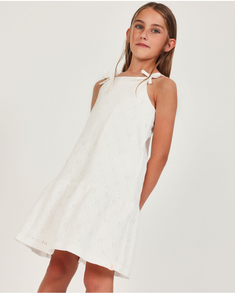 Vestido de niña de punto con motivos calados