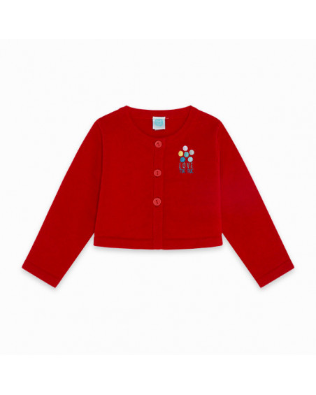 Chaqueta tricot botones niña roja dinoloco