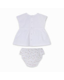 Conjunto camiseta punto y short gasa estampado niña blanco Conjunto camiseta punto y short gasa estampado niña blanco