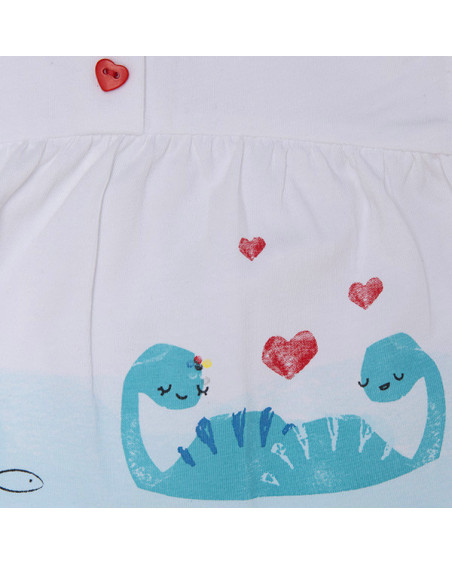 Conjunto camiseta punto y short gasa estampado niña blanco Conjunto camiseta punto y short gasa estampado niña blanco