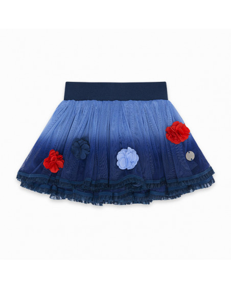 Falda tul degradada y flores niña azul kamogawa