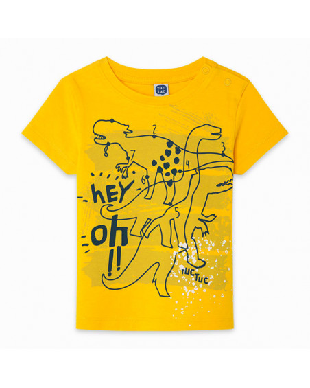 Camiseta punto dinosaurios niño amarilla draw a rex