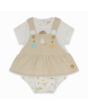 Pelele gasa y punto efecto pichi niña beige savanna Pelele gasa y punto efecto pichi niña beige savanna