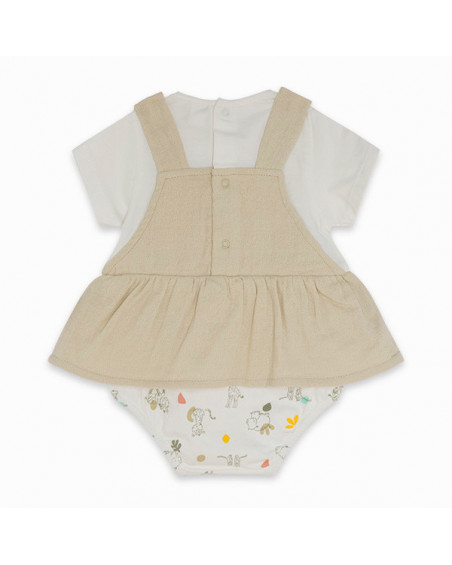 Pelele gasa y punto efecto pichi niña beige savanna Pelele gasa y punto efecto pichi niña beige savanna