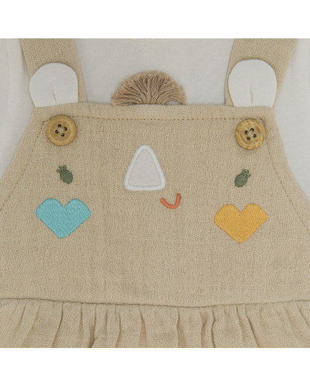 Pelele gasa y punto efecto pichi niña beige savanna Pelele gasa y punto efecto pichi niña beige savanna