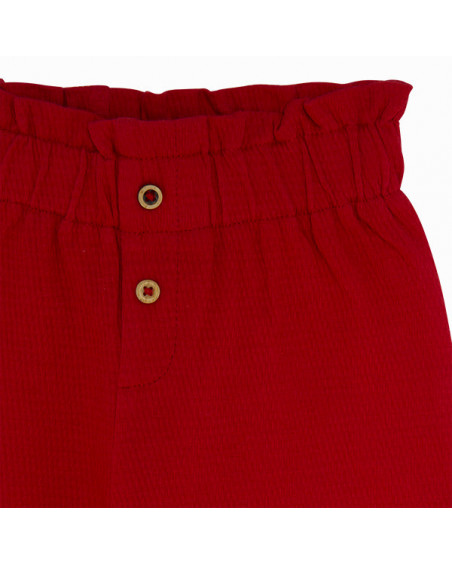 Pantalón punto paperbag - croppet niña rojo detox time