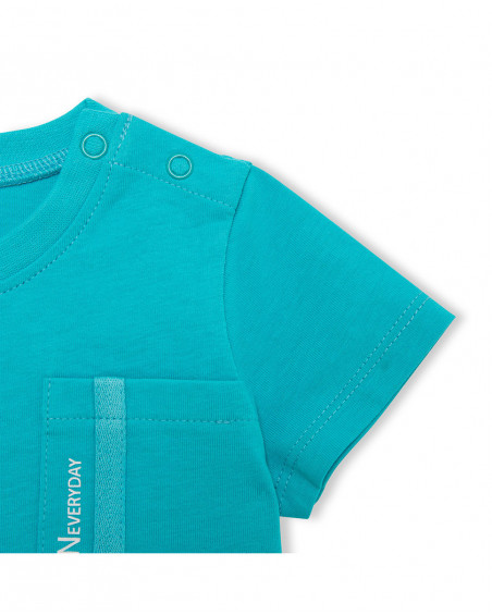 Camiseta manga corta con bolsillo azul niño