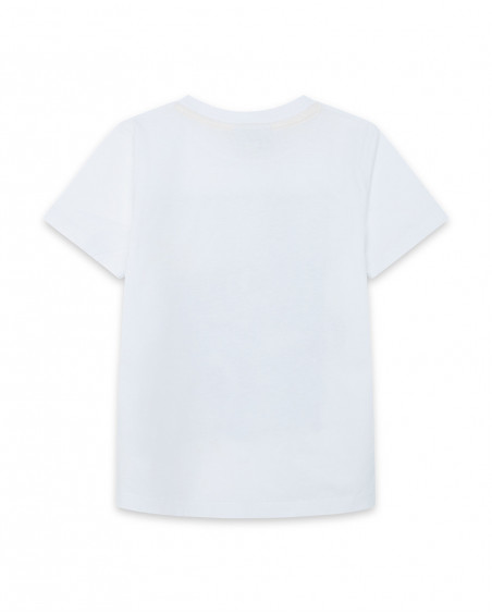 Camiseta manga corta blanca coche niño