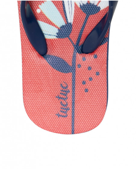Chanclas rojas flores niña