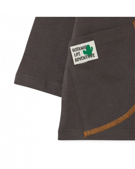 Camiseta manga larga marrón cactus niño