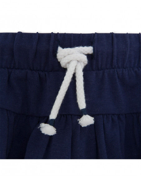 Short punto con cordón cintura elástica azul marino niña