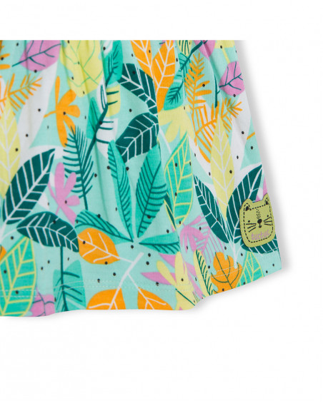 Vestido tirantes verde estampado hojas niña