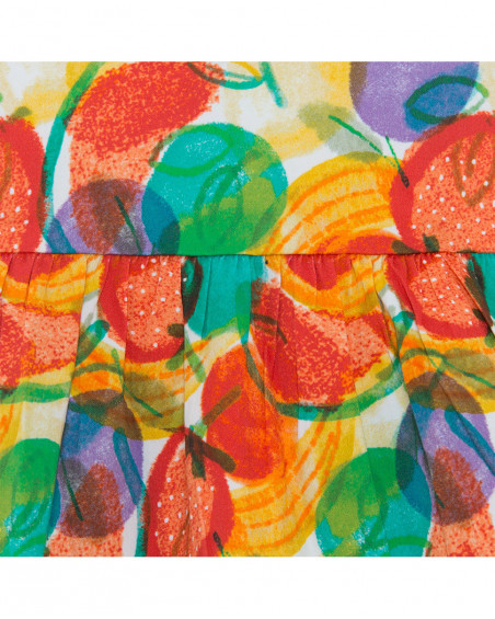 Falda popelín estampado frutas multicolor niña Falda popelín estampado frutas multicolor niña