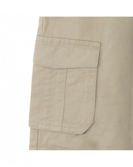 Estados Unidos El respeto hielo Comprar Pantalón sarga bolsillos laterales y cintura elástica beige niño |  tuc tuc Canarias