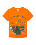 Camiseta manga corta naranja cactus niño