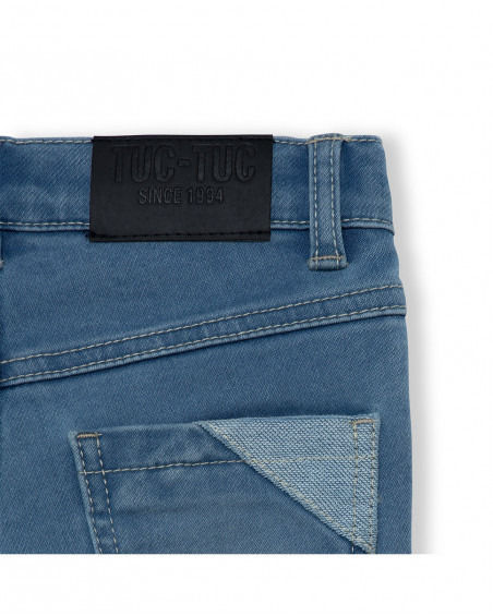 Bermuda denim cinco bolsillos azul claro niño