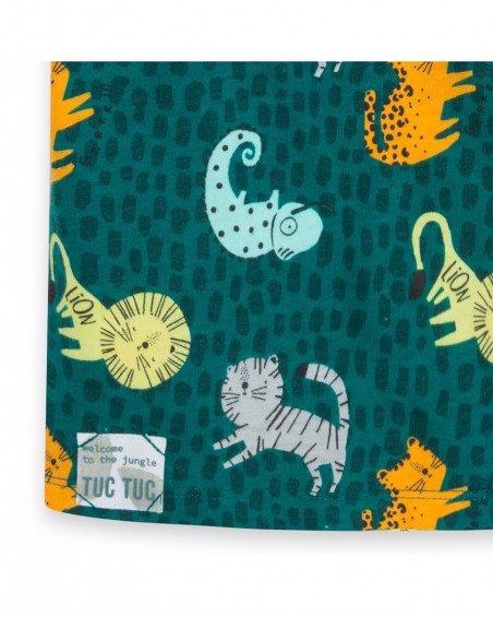 Camiseta manga corte verde estampado animales niño