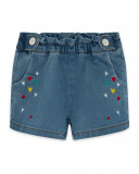 Short denim corazones azul niña