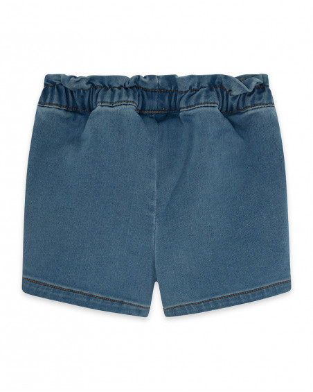 Short denim corazones azul niña