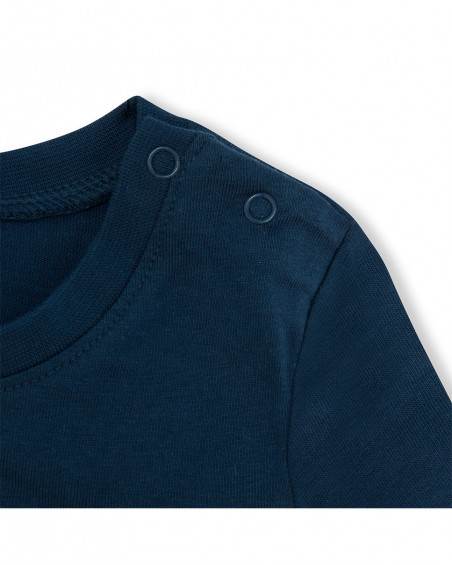 Camiseta manga corta azul tabla surf niño