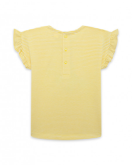 Camiseta manga corta rayas blancas y amarillas niña