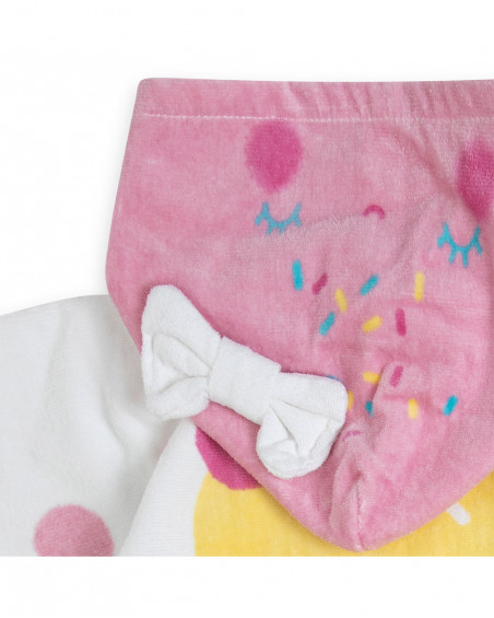 Poncho baño blanco con estampado helados recien nacido niña Poncho baño blanco con estampado helados recien nacido niña