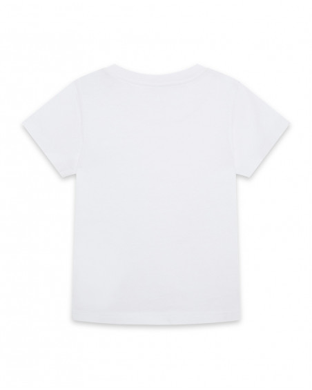 Camiseta manga corta con bolsillo blanca niño