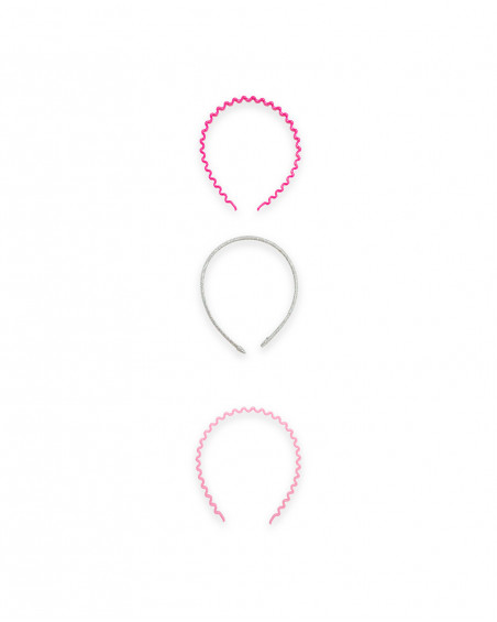 Set 3 diademas rígidas glitter rosas y lima niña Set 3 diademas rígidas glitter rosas y lima niña