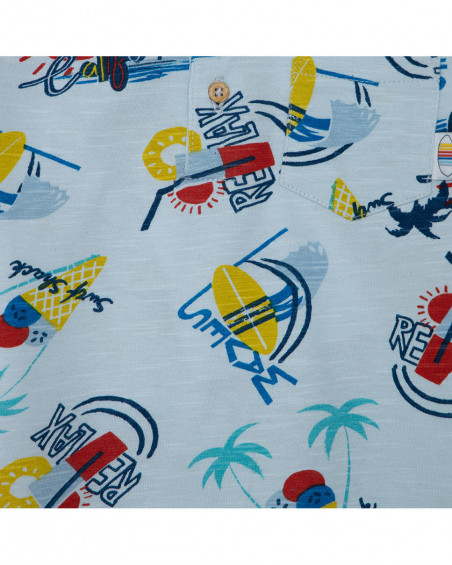 Camiseta manga corta blanca estampado playa niño