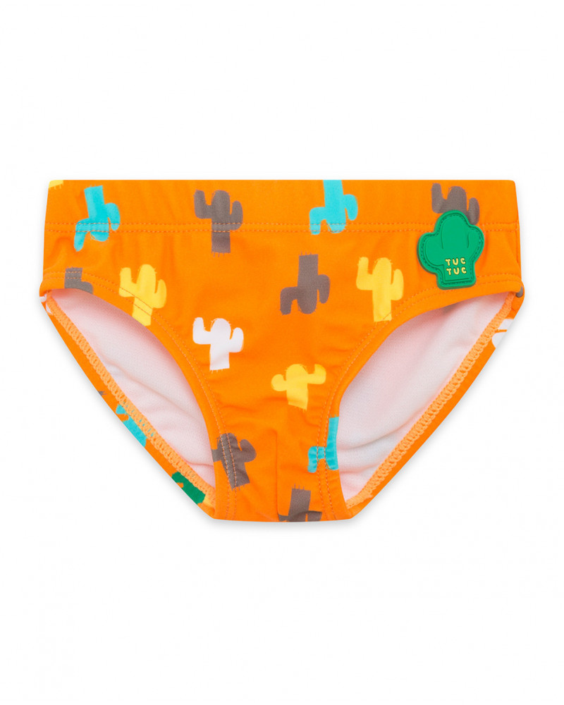 Slip baño naranja dibujos cactus de colores niño