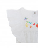 Blusa popelín blanca sin manga volantes niña Blusa popelín blanca sin manga volantes niña