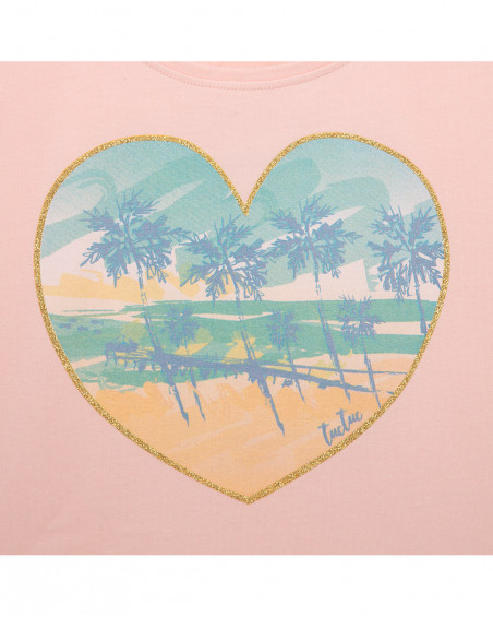 Vestido punto sin mangas combinado rosa y falda estampado playa
