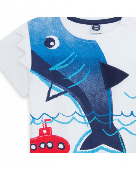 Camiseta manga corta blanca tiburón niño