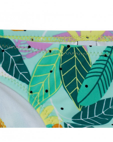 Culetín baño verde estampado hojas lazos niña