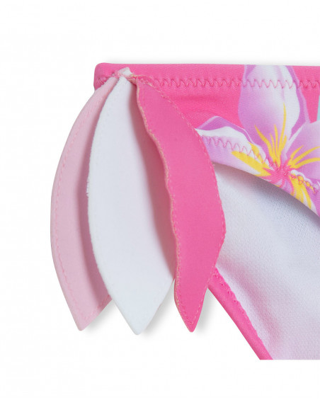 Culetín baño fucsia flores y carita pelícano niña