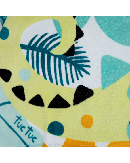 Poncho baño verde estampado jungla detalle cresta camaleón niño Poncho baño verde estampado jungla detalle cresta camaleón niño