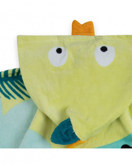 Poncho baño verde estampado jungla detalle cresta camaleón niño Poncho baño verde estampado jungla detalle cresta camaleón niño