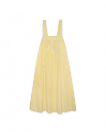 Vestido plana tirantes a rayas amarillas y blancas para mamá
