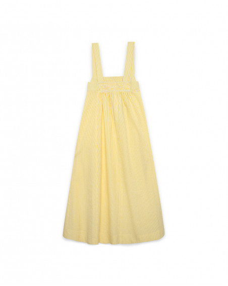 Vestido plana tirantes a rayas amarillas y blancas para mamá