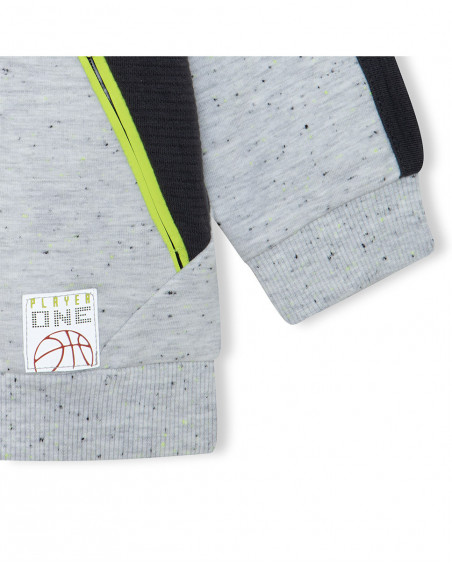 Sudadera felpa capucha y cremallera gris niño Sudadera felpa capucha y cremallera gris niño