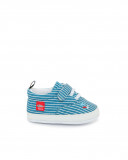 Deportivas denim a rayas azul y blanco recien nacido niño Deportivas denim a rayas azul y blanco recien nacido niño