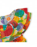 Vestido sin mangas estampado frutas multicolor volante niña